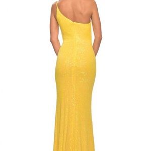 Yellow La Femme Sequin Formal Gown